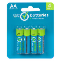 Simply Done Batteries, Alkaline, AA, 4 Pack