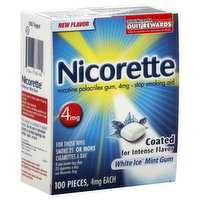 Nicorette Stop Smoking Aid, 4 mg, White Ice Mint Gum - 100 Each 