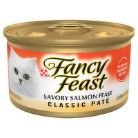 Fancy Feast Cat Food, Gourmet, Savory Salmon Feast, Classic Pate - 3 Ounce