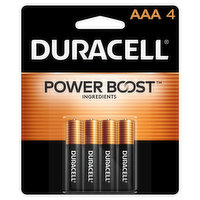 Duracell Batteries, Alkaline, AAA, 1.5 V, 4 Pack