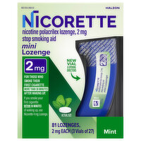 Nicorette Stop Smoking Aid, 2 mg, Mini Lozenge, Mint - 81 Each 