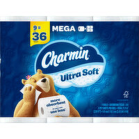 Charmin Bathroom Tissue, Mega Rolls, 2-Ply - 9 Each 