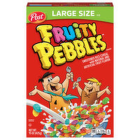 Fruity Pebbles Cereal, Fruit Flavor, Large Size - 15 Ounce 