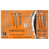 Monster Energy Drink, Zero Sugar, Ultra Sunrise, 12 Pack