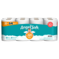 Angel Soft Bathroom Tissue, Unscented, Mega Roll, 2-Ply - 16 Each