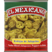 El Mexicano Jalapenos Peppers, in Brine, Nacho Sliced