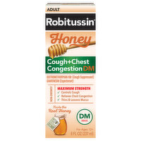 Robitussin Cough + Chest Congestion DM, Maximum Strength, Adult, Honey