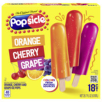 Popsicle Ice Pops, Orange, Cherry and Grape - 18 Each 