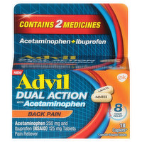 Advil Back Pain, Dual Action - 18 Each
