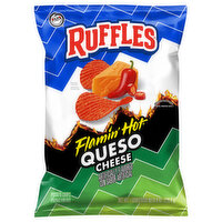 Ruffles Potato Chips, Queso Cheese, Flamin Hot - 8 Ounce 