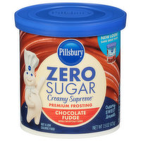 Pillsbury Frosting, Zero Sugar, Chocolate Fudge, Premium - 15 Ounce 