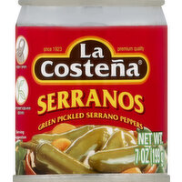 La Costena Serrano Peppers, Green Pickled - 7 Ounce 