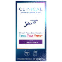 Secret Antiperspirant/Deodorant, Clinical, Clean Lavender, 72 HR, Invisible Solid