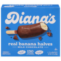 Diana's Bananas Banana Halves, Real, Milk Chocolate - 4 Each