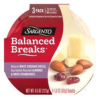 Sargento Balanced Breaks, White Cheddar/Almonds/Cranberries, 3 Pack - 3 Each