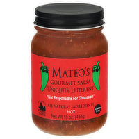 Mateo's Gourmet Salsa, Uniquely Different, Hot - 16 Ounce 