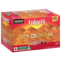 Folgers Coffee, Medium, 100% Colombian, K- Cup Pods - 12 Each 