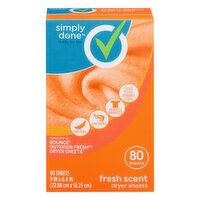 Simply Done Dryer Sheets, Fresh Scent - 80 Each