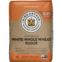 King Arthur Baking Company White Whole Wheat Flour, Stone-Ground - 5 Pound 