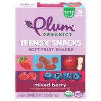 Plum Organics Soft Fruit Snacks, Mixed Berry, Tots 12+ Months, 5 Packs