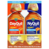 Vicks Cold & Flu, Dayquil/Nyquil, Severe, Honey Flavor, Day and Night Pack