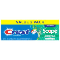 Crest Toothpaste, Scope + Whitening, Minty Fresh Striped, Value 2 Pack