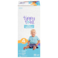 Tippy Toes Diapers, 4 (23-37 lb), Super Pack - 92 Each 