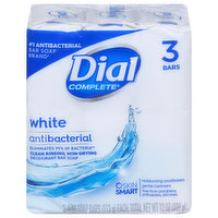 Dial Complete Bar Soap, White, Antibacterial, Deodorant - 3 Each