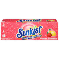 Sunkist Soda, Strawberry Lemonade, 12 Pack