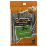 BiC Ball Pens, Black Ink, Xtra Life, Medium - 10 Each