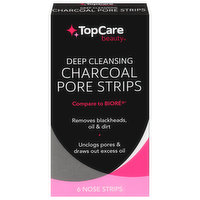 TopCare Pore Strips, Charcoal, Deep Cleansing - 6 Each