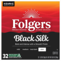 Folgers Coffee, Dark, Black Silk, K-Cup Pods - 32 Each 