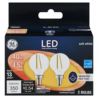 GE Light Bulbs, LED, Decorative, Soft White, 4.5 Watts - 2 Each 