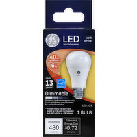 GE Light Bulb, LED, Dimmable, Soft White, 6 Watts