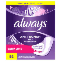 Always Liners, Extra Long, Unscented, Jumbo Pack - 92 Each 