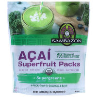 Sambazon Acai Superfruit Packs, Supergreens, 4-Pack - 4 Each 