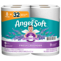 Angel Soft Bathroom Tissue, Scented Tube, Fresh Lavender Scent, Mega Rolls, 2-Ply - 8 Each 