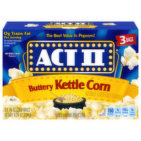 Act II Microwave Popcorn, Buttery Kettle Corn - 3 Each 