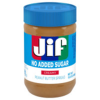Jif Peanut Butter Spread, No Added Sugar, Creamy - 15.5 Ounce 