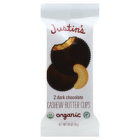 Justin's Butter Cups, Cashew, Organic, Dark Chocolate - 2 Each 