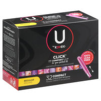 U by Kotex Tampons, Compact, Regular, Unscented - 32 Each 