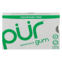 PUR Chewing Gum, Aspartame Free, Spearmint - 9 Each 