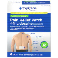 TopCare Pain Relief Patch, Maximum Strength, 4% Lidocaine - 6 Each 