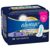 Always Pads, Ultra Thin, Flexi-Wings, Extra Heavy Overnight, Size 5 - Super  1 Foods