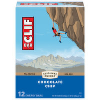 CLIF CLIF BAR - Chocolate Chip - Made with Organic Oats - Non-GMO - Plant Based - Energy Bars - 2.4 oz. (12 Pack)