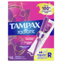 Tampax Tampons, Regular Absorbency, Unscented - 14 Each 