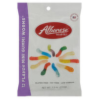 Albanese World's Best Gummi Worms, 12 Flavor, Mini - 7.5 Ounce 