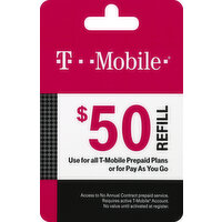 T-Mobile Refill Card, $50 - 1 Each 