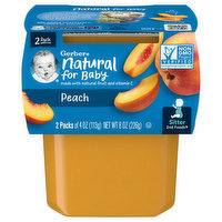 Gerber Baby Food, Peach, Sitter, 2nd Foods, 2 Pack - 2 Each
