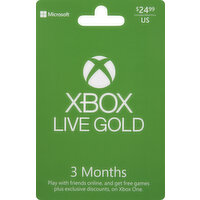 Microsoft Gift Card, XBox, Live Gold, $24.99